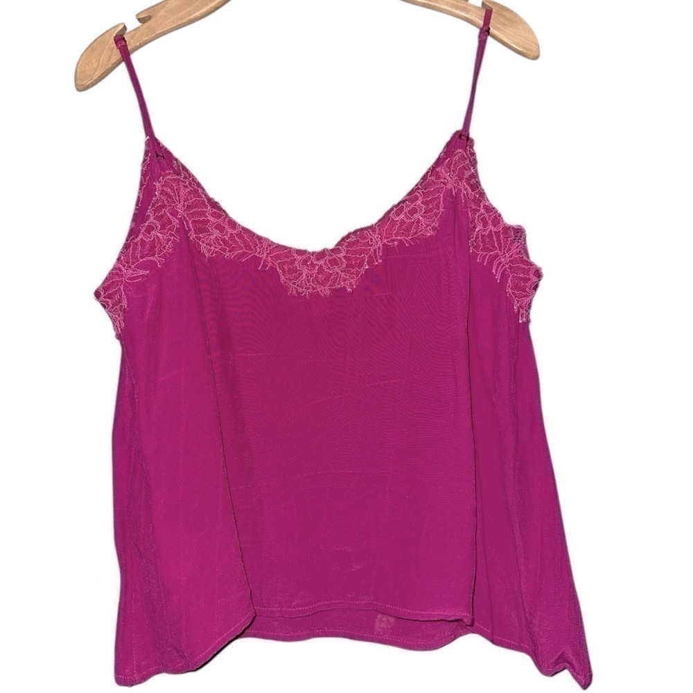 Cleobella Women’s Size M Fuchsia Pink Liliana Lace Trimmed Sleeveless Tank Top - Picture 4 of 8